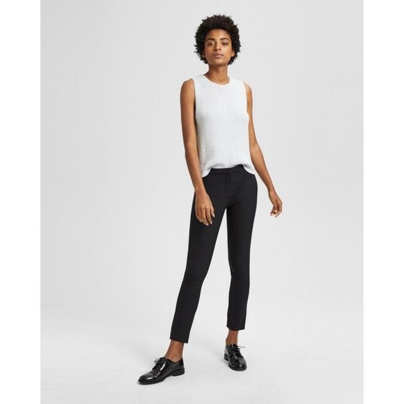 Theory Pants Skinny Ankle Zip Front Pocket Work Career Lady-like Stretch Black 6 - Picture 1 of 12